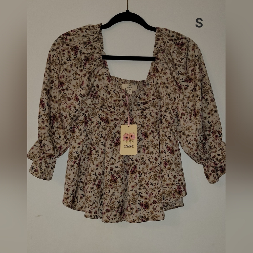 Long Sleeve Blouse, Entro Brand, Size Small, Nwt